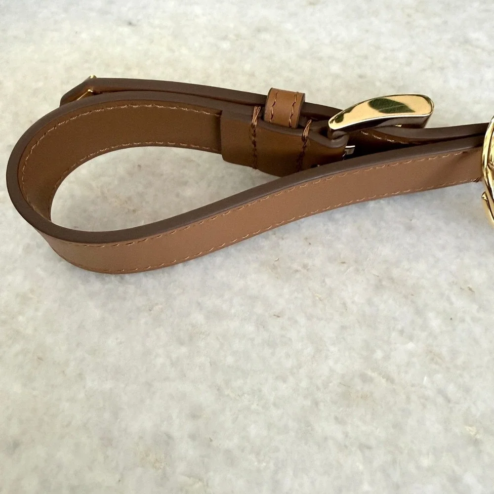 Prada Soft Leather Keychain Wristlet Brown & Gold 1PP186 Made in Italy